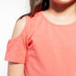 T-shirt con omeri scoperti in cotone stretch